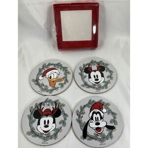 Disney Mickey Minnie Donald Goofy 4 Pack Christmas Round Drink Coasters Cork